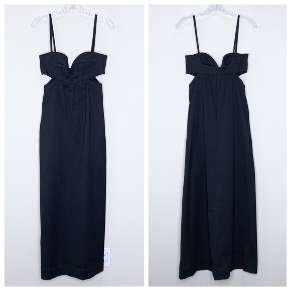 NEW Adriana Degreas Matelasse Cotton Blend Long Dress (Sz S) Cut Out Black - Picture 4 of 16
